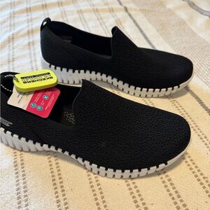 Skechers Black Knit Slip-On Shoes
